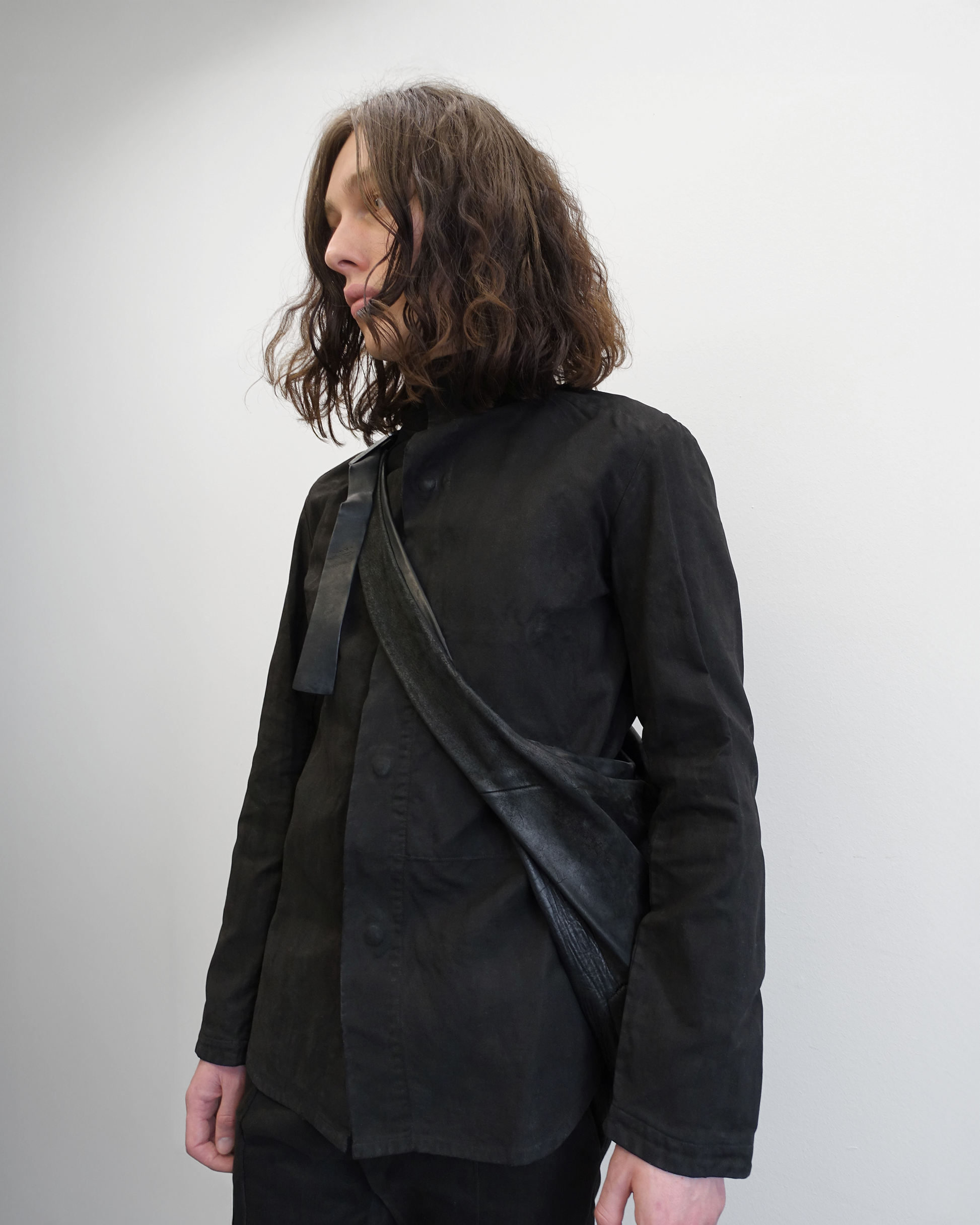 NODO - Waxed High Neck Collar Jacket