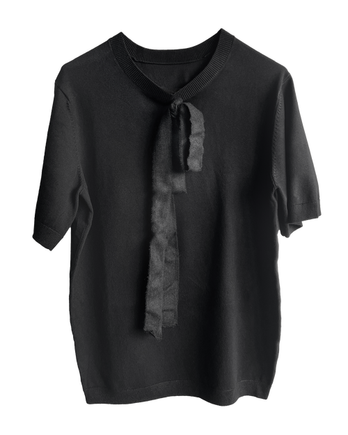 KNOT - Knit T Shirt With Wool Bow